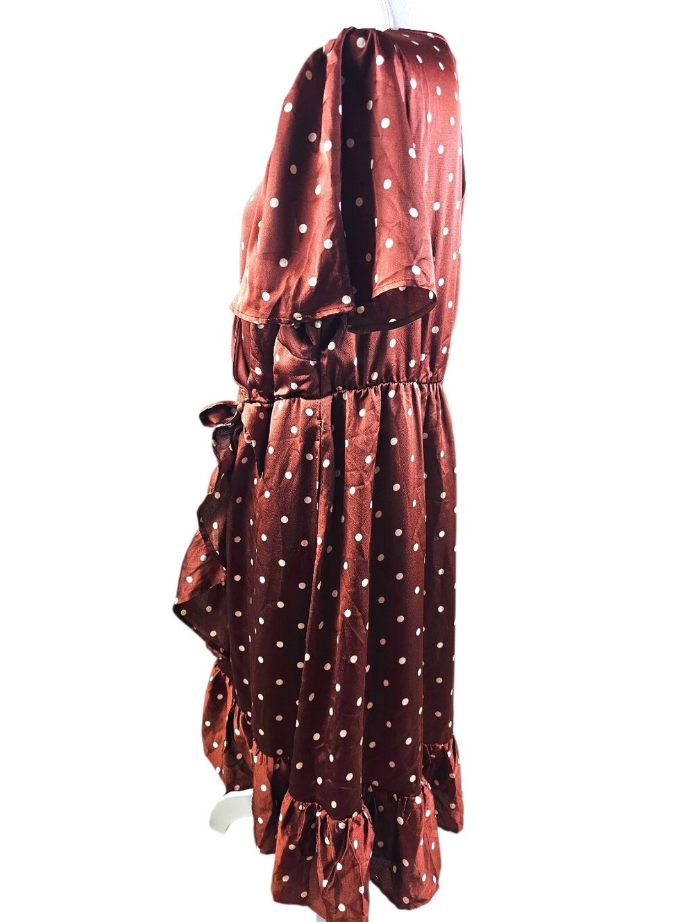 TORRID Polka Dot Charmeuse Faux Wrap Dress In 1 (14/16) - Picture 8 of 12